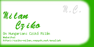 milan cziko business card